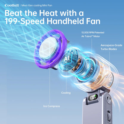 Portable Handheld High-Speed Fan — Stepless Adjustment and Foldable Design