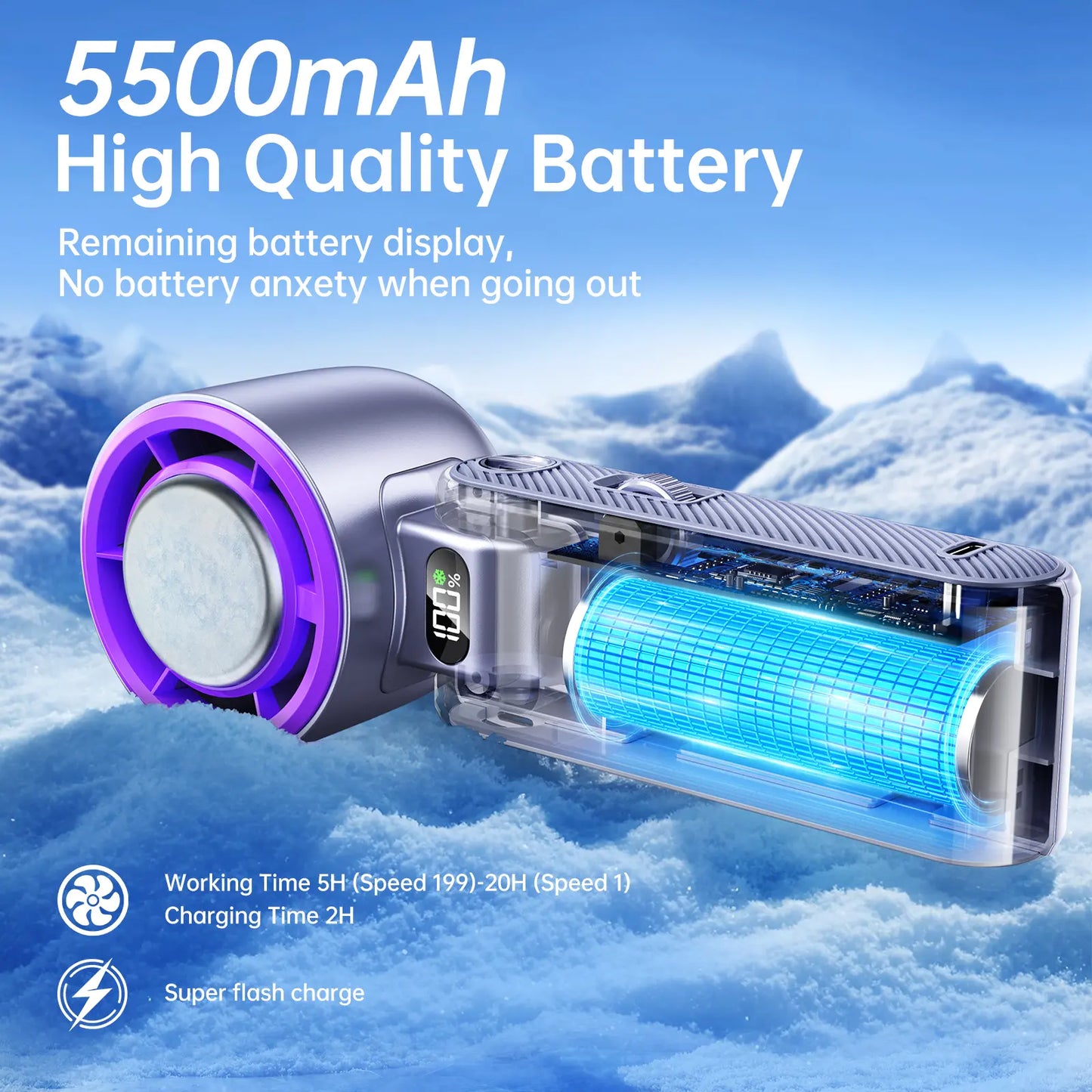 Portable Handheld High-Speed Fan — Stepless Adjustment and Foldable Design