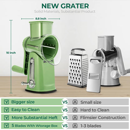 Hand-Cranked Cheese Grater with Powerful Suction Base — A Multifunctional Kitchen Gadget