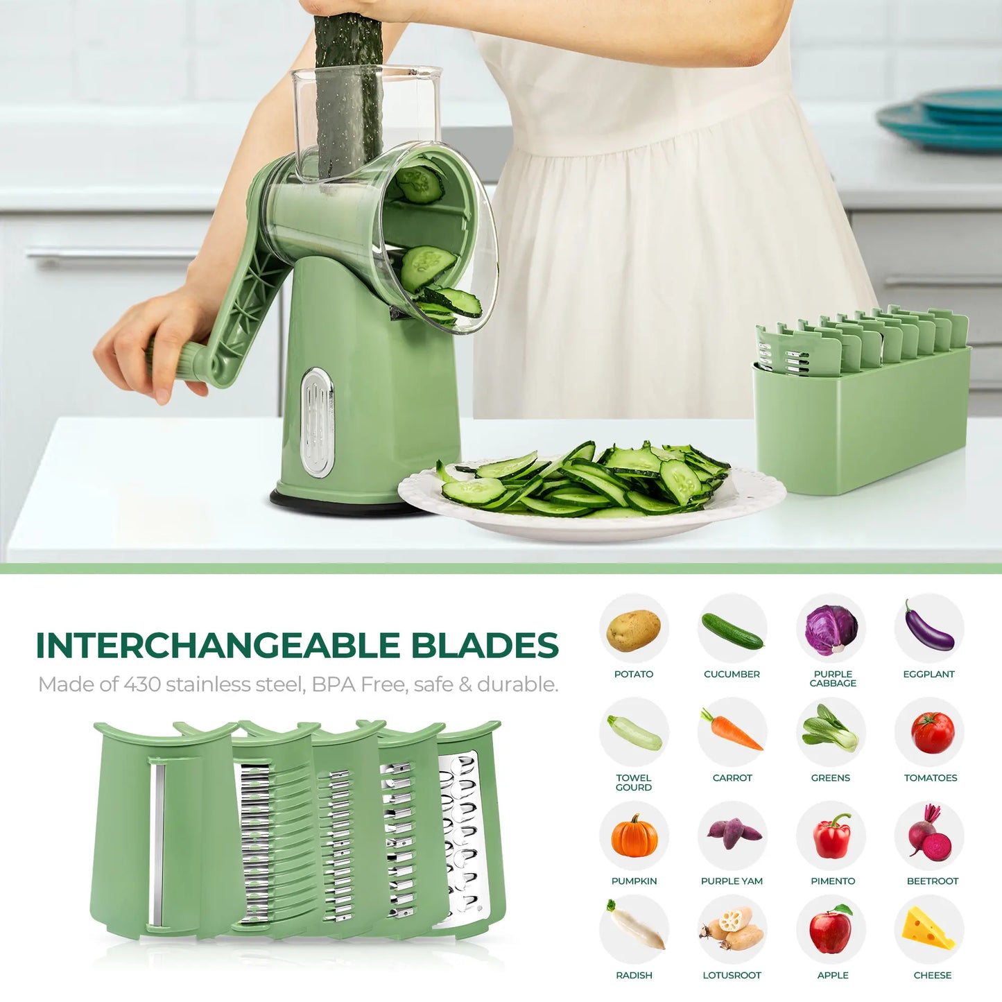Hand-Cranked Cheese Grater with Powerful Suction Base — A Multifunctional Kitchen Gadget