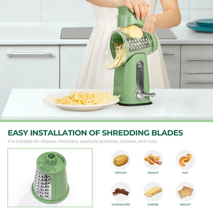 Hand-Cranked Cheese Grater with Powerful Suction Base — A Multifunctional Kitchen Gadget